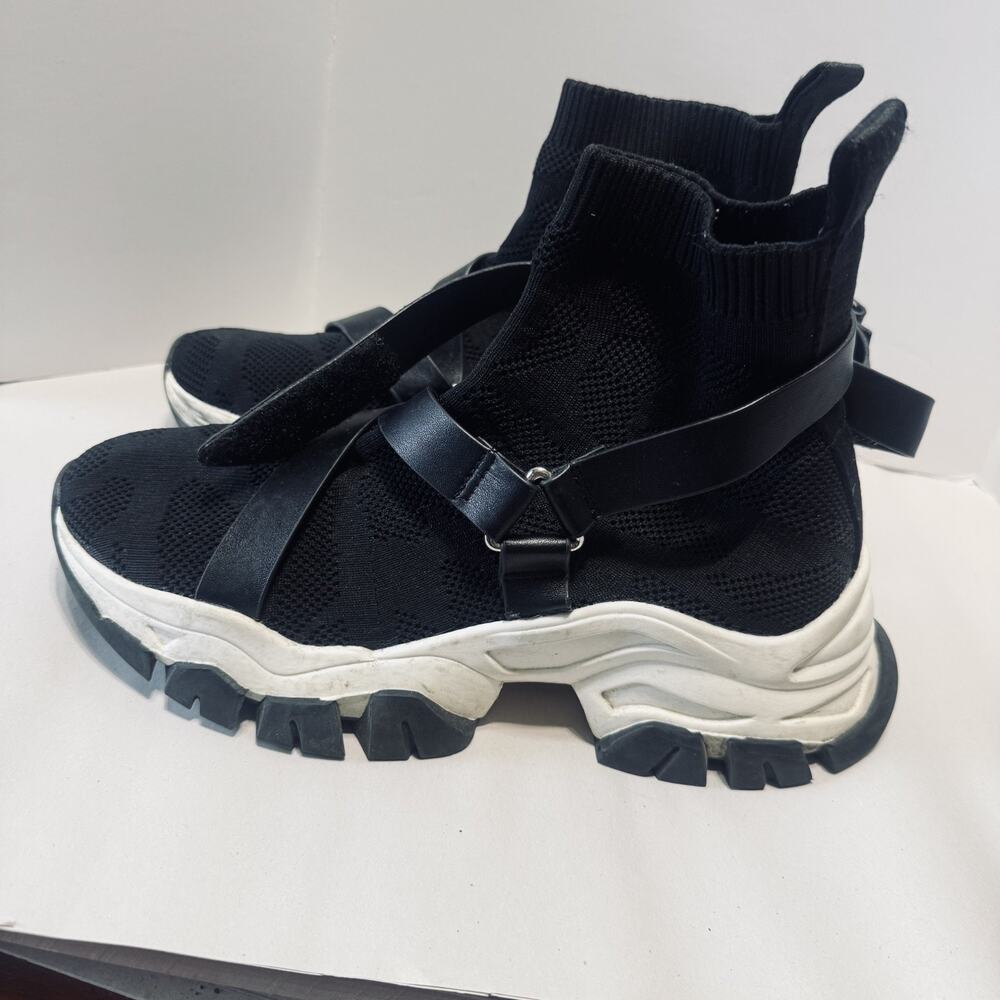 JLO Jennifer Lopez Womens Cement 82 Black Fashion Sneakers 8 chunky Platform